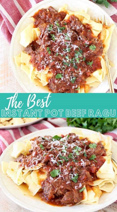 Pasta Sauce Instant Pot, Ragu Sauce Recipes, Beef Ragu Recipe, Beef Spaghetti, Cheesy Polenta, Ragu Sauce, Beef Ragu, Ragu Recipe, Potted Beef