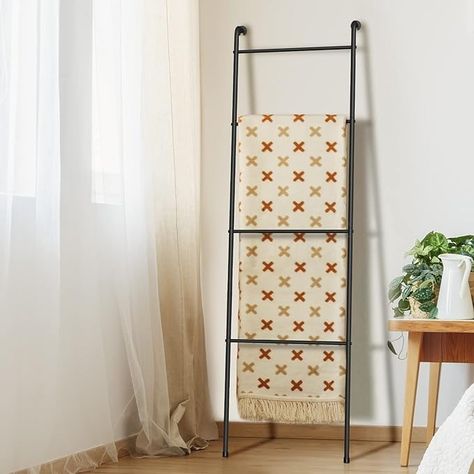 Towel Rack For Pool, Blanket Ladder Ideas, Outdoor Towel Rack, Blanket Holder, Blanket Rack, Towel Racks & Holders, Towel Ladder, Ladder Rack, Black Blanket