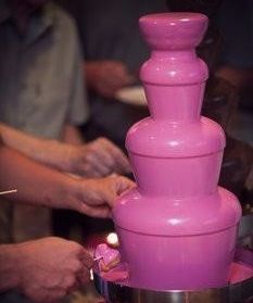 #chocolate #fountain #pink #cute #sweets #fondue Pink Chocolate Fountain, Cheese Fountain, Chocolate Fountain Bar, Chocolate Fountain Recipes, Chocolate Fondue Fountain, Fondue Fountain, Chocolate Fountain, Fondue Recipes, S'mores Bar