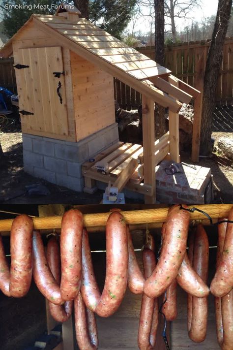 This awesome DIY smokehouse is an incredible addition to any meat-lover's backyard. Here's everything you need to know to make one for your backyard. How To Make A Smoker Diy, Diy Meat Smoker, Home Made Smoker, Backyard Smokehouse, Diy Smokehouse, Smokehouse Plans, Build Your Own Smoker, Small Smoker, Cold Smoker