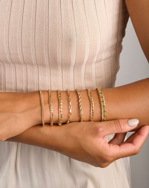 These stunning Gold Stacking Bracelets are waiting for you! Stack them... chic & classic! The chains are dainty and glistening, making it the perfect bracelet for a special occasion as well as everyday wear. DETAILS: *All bracelets are adjustable to fit multiple wrist widths. QUALITY: We beautifully package every item in a jewelry gift box. * All orders are hand crafted with care from our happy studio in sunny Miami, FL * All items are ethically sourced by me for durability & perfect finishes * Bracelet Shoot, Bracelet Photoshoot, Bracelet Photography, Bracelets Layered, Delicate Gold Bracelet, Blush Jewelry, Jewellery Photography Inspiration, Jewelry Product Shots, Jewelry Store Design