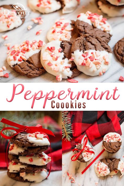 Bakesale Ideas, Friends Cookies, Beginner Baking, Peppermint Cookie Recipe, Easy Christmas Cookies, Chocolate Peppermint Cookies, Chewy Chocolate Cookies, Peppermint Chocolate, Gf Baking