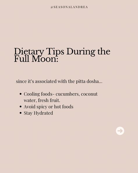 I remember the first time I really started to pay attention to the lunar cycles. It was in my first year of Ayurveda school. We learned about feminine wisdom and how we are connected to the lunar cycle. I was hooked! I wanted to dive deeper and found Wild Woman Circles facilitator training. I loved learning about how we can tap into specific lunar energy throughout the month. For me it’s a staple to run a Wild Woman Circle in-person typically on the new moon locally (St. Paul, MN). I als... Moon Practice, Lunar Energy, Pitta Dosha, Food C, Postpartum Support, My First Year, Lunar Cycle, Wild Woman, Hot Meals