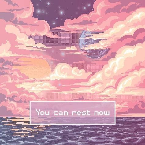 @2insta_cool4yu on Instagram: “[ You can rest now ] 🌙#youcanrestnow #rest #pixelart #pixel #moon #clouds #pixelmoon #pixelcloud #pink #pinkclouds #pinkaesthetic…” Pixel Moon, Game Life, Austin Art, Vaporwave Art, Moon Clouds, Cool Pixel Art, Witchy Wallpaper, Pix Art, 8 Bits