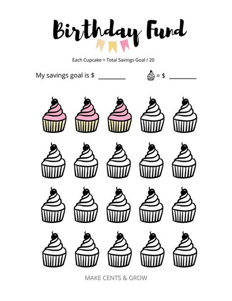 Save money for your birthday with this fun, printable savings challenge. Printable Savings Challenge, Money Tracker, Bowling Birthday Party, Finance Goals, Birthday Money, Money Challenge, Money Saving Challenge, Money Goals, Savings Tracker