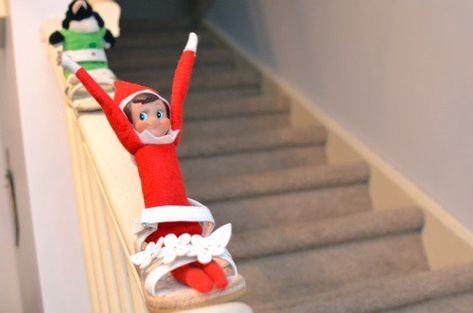 Shelf Stairs, Awesome Elf On The Shelf Ideas, Xmas Elf, Elf Antics, Elf Fun, Elf On The Shelf Ideas, Diy Origami, An Elf, Shelf Ideas