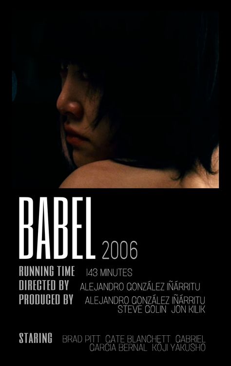 Polaroid poster, Babel, Movie, Film Babel Movie, Alejandro González Iñárritu, Polaroid Movie Poster, Art Cinema, Movie Journal, Polaroid Posters, Polaroid Poster, Great Films, Cate Blanchett