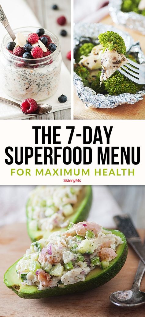 The 7-Day Superfood Menu for Maximum Health Healthier Eating Habits, Complex Carbs, Baking Soda Beauty Uses, Healthier Eating, Optimal Health, Healthy Eating Habits, Healthy Meal Prep, Wholesome Food, Delicious Healthy Recipes