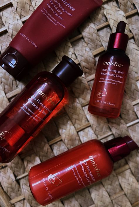 Red Skincare, Cherry Products, Burgundy Aesthetic, Pomegranate Oil, Pomegranate Seed Oil, Skincare Packaging, Skincare Aesthetic, Makeup Obsession, Skin Routine