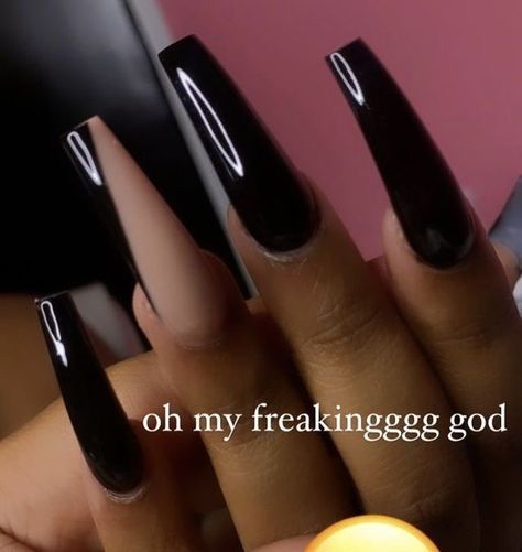 Acrylic Nail Designs Coffin, Black Acrylic Nails, Cute Acrylic Nail Designs, Dope Nail Designs, Simple Acrylic Nails, Long Acrylic Nails Coffin, Exotic Nails, Long Square Acrylic Nails, Bling Acrylic Nails