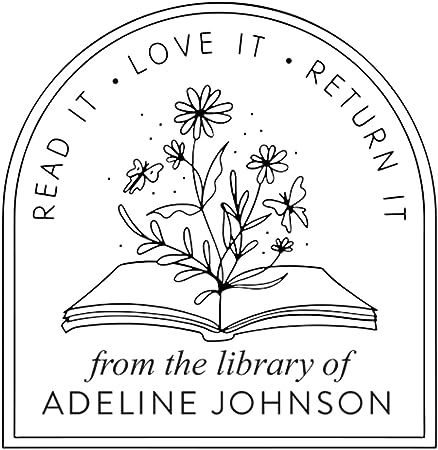 Amazon.com : Stamp by Me | from The Library of | Book Stamp | Floral Library Stamp | Custom Rubber Stamp | Personalized Teacher Stamp | Custom Library Stamp | Monogram Self-Inking or Wood Handle Stamp : Office Products Custom Library, Business Stamps, Custom Rubber Stamps, Personal Library, Book Stamp, School Supply Labels, Little Library, Personalized Stamps, Ex Libris