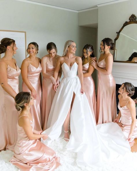 Silk Blush Bridesmaid Dresses, Light Pink Bridesmaid Gowns, Champagne Pink Bridesmaids Dresses, Silky Pink Bridesmaid Dresses, Birdy Grey Rose Gold, Pink Gold Bridesmaid Dresses, Champagne Rose Gold Bridesmaid Dresses, Bridesmaid Dresses Champagne Pink, Pink Bridesmaid Palette