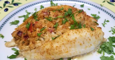 Baked Crab-Stuffed Flounder Crab Stuffed Flounder, Stuffed Flounder, Flounder Fillet, Baked Crab, Flat Fish, Crab Stuffed, Crab Cake Recipe, Seafood Seasoning, White Fish