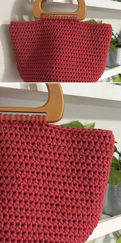 Crochet A Bag, Isn't It Wonderful, Bag With Wooden Handles, Knitting Bag Sewing, Easy Crochet Bag, Crochet Granny Stitch, Handbag Ideas, Crochet 101, Crochet Boho Bag