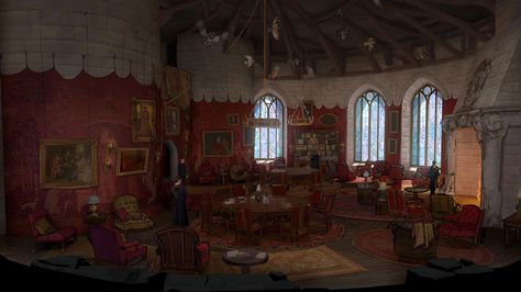 Hogwarts Common Rooms, Gryffindor Common Room, Hogwarts Legacy, Common Room, Lotus Design, Magic School, Fantasy Rpg, Medieval Fantasy, Room Art