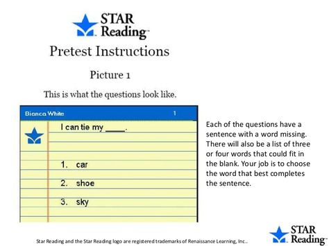 star-reading-pre-test-instructions by D Houseman via Slideshare Reading Test, Thinking Of Someone, Star Reading, Progress Monitoring, Teaching First Grade, Assessment Tools, First Grade, School Stuff, School Ideas