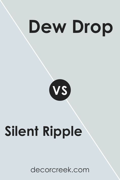 Silent Ripple SW 9682 by Sherwin Williams vs Dew Drop SW 9641 by Sherwin Williams Sw Jubilee, Dense Forest, Trim Colors, Morning Mist, Dew Drops, Coordinating Colors, Sherwin Williams, Paint Color, Deep Green