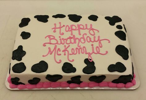 Cow Themed Sheet Cake, Cowprint Birthday Cakes, Cow Sheet Cake Birthday, Pink Cow Print Birthday Cake, Cow Print Cakes Birthday, Birthday Cake Cow Print, Holy Cow Im One Birthday Girl Cake, Cow Print Sheet Cake, Diy Cow Cake