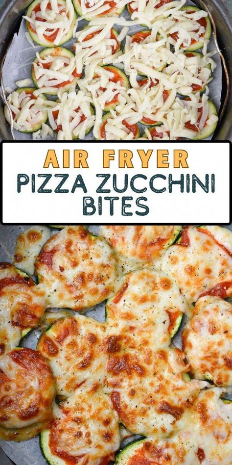 These Air Fryer Zucchini Pizza Bites are low carb, keto-friendly and require just 6 minutes of cook time! This quick keto air fryer recipe is so simple and delicious. It's kid-friendly and perfect for a healthy afterschool snack! #GreatLowCarbMeals Healthy Afterschool Snacks, Pizza Zucchini, Air Fryer Pizza, Air Fryer Zucchini, Zucchini Pizza Bites, Zucchini Bites, Keto Air Fryer, Zucchini Pizza, Air Fryer Recipe