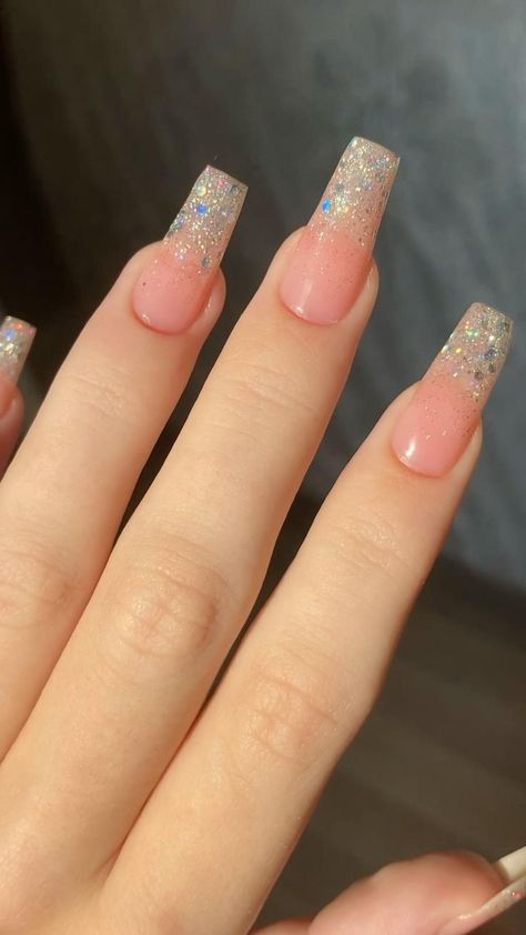 Winter Nails Acrylic, Homecoming Nails Acrylic, Acrylic Nails Coffin Short, Sparkly Nails, Pink Acrylic Nails, Homecoming Nails, Acrylic Nails Coffin, Square Acrylic Nails, Prom Nails