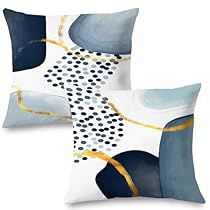 White Gold Office, Silver Bedroom Decor, Blue Grey Living Room, Gold Accent Pillows, Gold Pillow Covers, Blue Room Decor, Navy Blue Living Room, Gold Pillow, Silver Bedroom