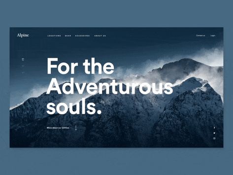 Alpine concept by Tom Arends | Dribbble | Dribbble Parallax Website, Adventure Branding, Alpine Design, Professional Website Design, Golf Design, Text Layout, Webpage Design, Ui Design Inspiration, Website Banner