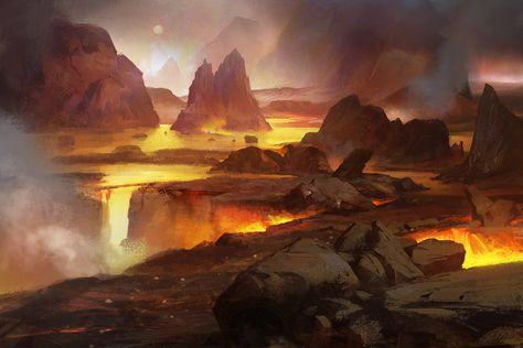 Volcano Background, Burning Mountain, Devian Art, Fantasy Concept, Beautiful Landscape Photography, Landscape Concept, Deviant Art, Fantasy Images, Fantasy Setting