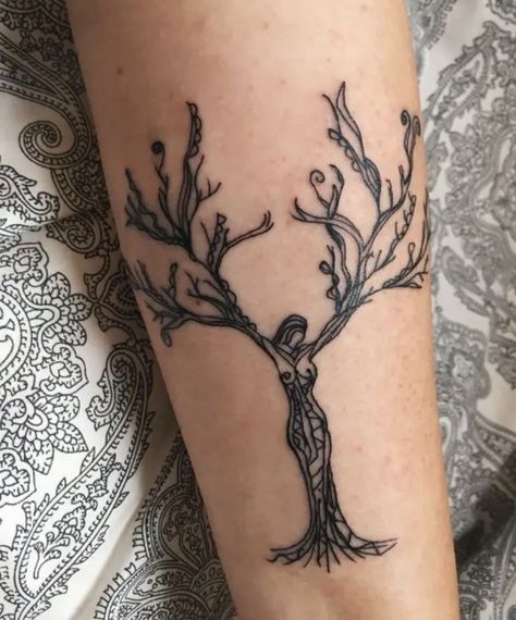 Rupi Kaur Tattoo, Honey Tattoos, Woman Tree Tattoo, Poetry Tattoo, Black Work Tattoo, Earthy Tattoos, Mother Nature Tattoos, Work Tattoo, Handpoke Tattoo