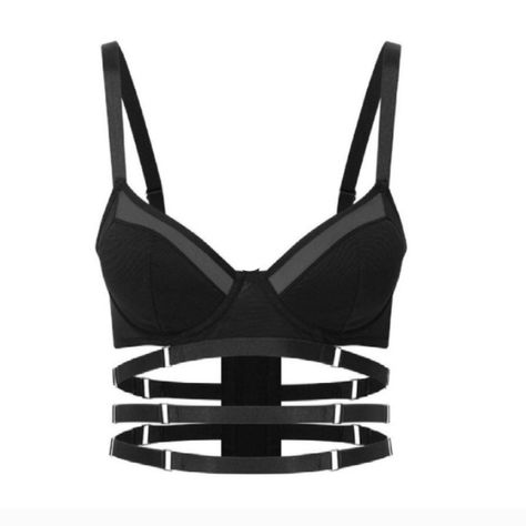 Killstar Tourniquet Bra Strappy Black Small Mesh New With Tags ****There Is A Detachable Choker That Is Missing And Not Included*** Womans Size: Small "Time To Get Onto A Higher Frequency Heads Will Roll With The Tourniquet Statement Bra; Constructed Of A Super Stretch Power-Mesh Fabric, Strategically Layering And Multiple Cage-Straps. Complete With Wire Cups For Extra Support." A13-0724 Edgy Goth Dark Romantic Killstar Kill Star Boudoir Higher Frequency, Kill Star, Clothing Design Sketches, Dark Romantic, Embroidered Shoes, Clothing Design, Clothing Ideas, Black Mesh, Mesh Fabric