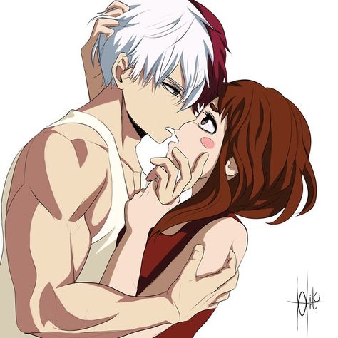 Image from youseimanami on Tumblr: https://youseimanami.tumblr.com/post/185706679163/anticipation Todoroki X Uraraka, Digital Art Anime, Boku No Hero Academia, My Hero Academia, Anime Boy, Anime Art, Fan Art, Zelda Characters, In This Moment