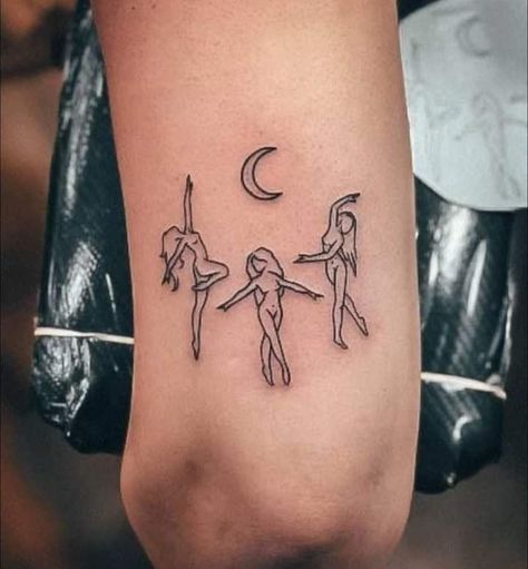 Witchie Tattoo Ideas, Charmed Ones Tattoo, Tarot Themed Tattoo, Friend Witch Tattoo, Women And Moon Tattoo, Witchy Friendship Tattoos, Witchy Tattoos For Best Friends, Forever Evolving Tattoo, Feminist Witch Tattoo