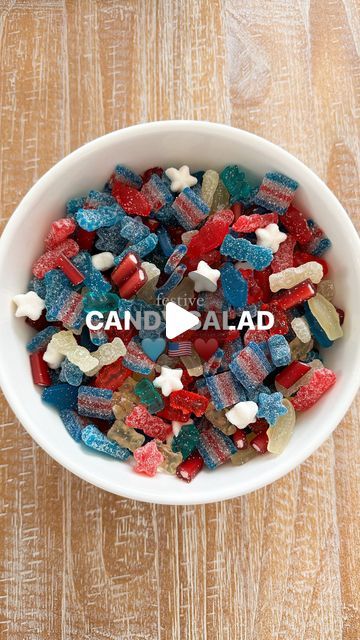 Rachel Dodge on Instagram: "Festive Candy Salad 🩵🇺🇸♥️ perfect for the 4th of July! linking everything you need in my stories or comment CANDY and I’ll send you the direct link.   #candysalad #candy #swedishcandy #4thofjuly #usa" 4th Of July Candy Salad, 4th Of July Candy, Candy Salad, July Desserts, 4th Of July Desserts, July 4th, The 4, 4th Of July, Dodge