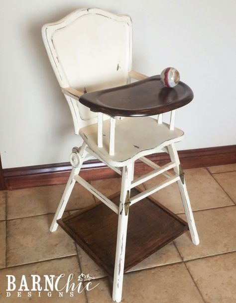 Barn Chic Designs: The Stylish High Chair Painted High Chairs, Antique High Chairs, Furniture Chalk Paint, Wood High Chairs, Vintage High Chairs, Wooden High Chair, Cute Desk Chair, Wooden High Chairs, Painting Wooden Furniture