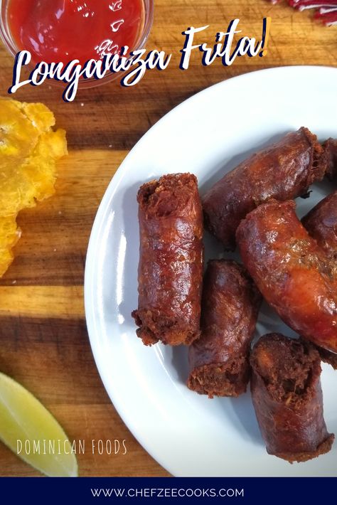 Longaniza Frita is a Dominican Fried Sausage that's delicious and easy to make. It's great finger food for parties and game day. It's a great dish to have after a long night out. Give it a try and you won't be disappointed! #ChefZeeCooks #Longaniza #DominicanRecipes #FIngerFoods Longaniza Recipe, Dominican Dishes, Dominican Breakfast, Dominican Cooking, Stovetop Recipes, Food For Parties, Dominican Dish, Dominican Recipes, Spanish Cooking