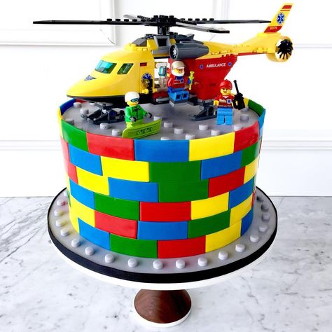 LEGO City themed cake. There is beauty in simplicity. Lego City Cake, Lego City Cakes, Lego City Birthday, Poker Cake, Cake Themes, Lumberjack Cake, Boy Cakes, Tractor Cake, Lego Birthday Cake