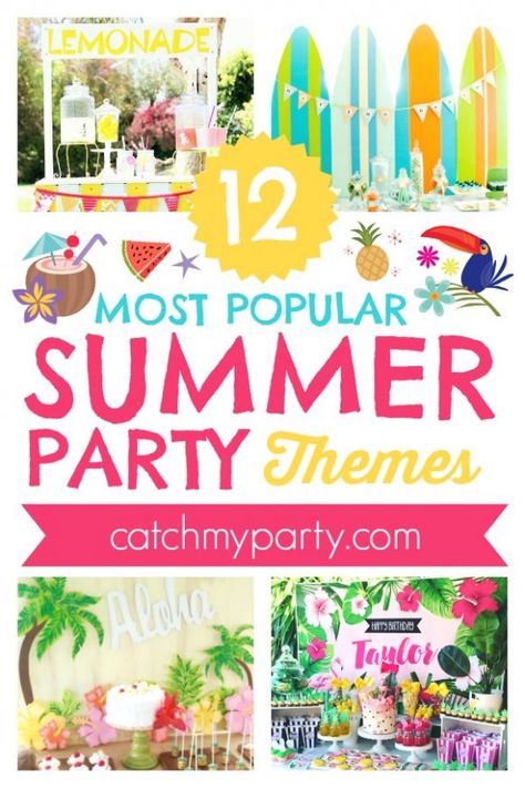 Summer Beach Theme Party Decorations, Summer Party Decor Ideas, Summertime Party Theme, Hello Summer Party Ideas, Fun Summer Party Themes, Summer Party Decoration Ideas, Party Themes For Adults Summer, July Birthday Themes, Welcome Summer Party