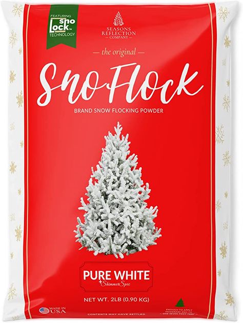 Amazon.com: SnoFlock The Original Premium Self-Adhesive Snow Flock Powder with ShimmerSpec | Exclusive Formula | 2 Pounds [0.90Kg] : Home & Kitchen Instant Snow, Artificial Snow, Snow Flock, Flocked Trees, Fake Snow, Flocked Christmas Trees, White Christmas Decor, Mod Podge, Artificial Christmas Tree