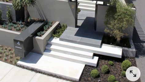 Floating Concrete Stairs, Concrete Fences, Outside Steps, Patio Stairs, Wall Concrete, Front Door Steps, Landscape Stairs, Front Stairs, Modern Entrance Door