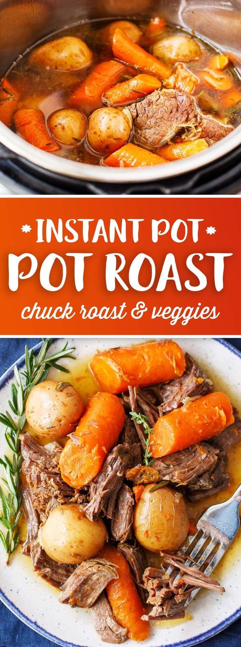 Instant Pot Pot Roast Recipe - Instant Pot Chuck Roast - Beef Roast Instant Pot and Vegetables #InstantPot #PotRoast Instant Pot Chuck Roast, Instant Pot Pot Roast Recipe, Instant Pot Roast, Chuck Roast Recipe, Instant Recipe, Instant Pot Pot Roast, Chuck Roast Recipes, Easy Pot Roast, Pot Roast Recipe