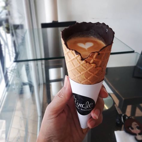 Ice Cream With Coffee, Phuket Food, Coffee Cone, Coffee In A Cone, Chocolate Cone, Coffee Brewing Methods, Cozy Coffee Shop, Coffee Cookies, Coffee Menu