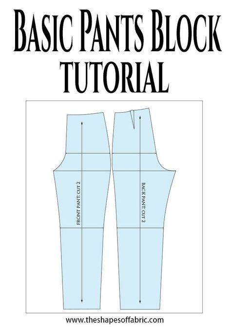 Learn how to draft the basic pants block using your own measurements. Step-by-step instructions. How To Draft A Basic Pant Pattern, Pattern Drafting Pants, Pant Block Pattern, Pants Block Pattern, How To Draft Pants Pattern, Pant Alterations, Basic Pants Pattern, Trouser Pants Pattern For Women, Slack Pattern