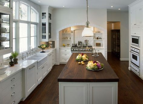 Imagine Viking - Viking Range, LLC Kitchen Island With Cooktop, Butcher Block Kitchen Island, Butcher Block Island Kitchen, Butcher Block Island, Butcher Block Kitchen, Butcher Blocks, White Kitchen Island, Farmhouse Kitchen Island, Wooden Counter