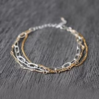 JustynaSart - Etsy Mixed Metal Bracelet, Multistrand Bracelet, Mixed Metal Bracelets, Gold And Silver Bracelets, Multi Strand Bracelet, Bracelet Dainty, Silver Chain Style, Metal Bracelet, Bracelet Sterling Silver