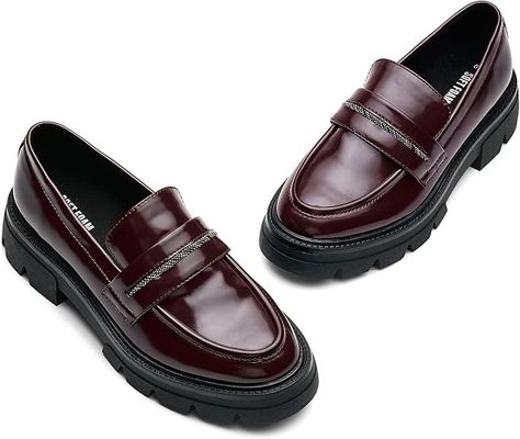 Amazon.com | BGSTGUDS Loafers for Women Platform Chunky Loafers Womens Work Shoes Slip-ons Dress Penny Loafers Spring Loafers for 2024, Burgundy, Size 8 | Shoes Womens Work Shoes, Spring Loafers, Platform Slip Ons, Best Loafers, Work Shoes Women, Chunky Loafers, Penny Loafers, Work Shoes, Loafers For Women