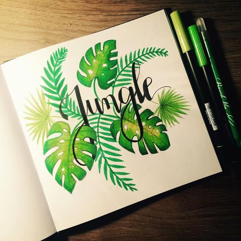 Pretty Leaves Drawing, Jungle Theme Drawing, Tropical Leaves Doodle, How To Draw Jungle Leaves, Jungle Doodles To Draw, Jungle Drawing Easy, Jungle Leaves Drawing, Jungle Doodle, Jungle Drawings