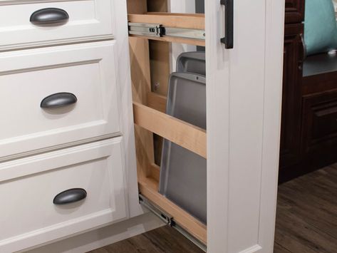 Learn how to organize a pull out spice cabinet as well as how wide a pull out spice cabinet needs to be for optimum function Pull Out Spice Cabinet, Spice Rack Cabinet Pull Out, Pull Out Spice Rack, Pull Out Pantry, Kitchen 2024, Hardware Storage, Spice Drawer, Spice Cabinet, Spice Organization