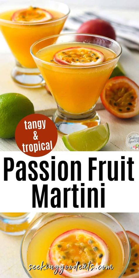 Passion Fruit Vodka Cocktail, Passionfruit Cocktail, Passion Fruit Cocktail, Fruit Liqueur, Best Martini Recipes, Passion Fruit Martini, Fruit Martini, Recipes With Fruit Cocktail, Passion Fruit Margarita