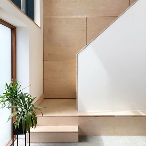 Plywood Walls Ideas Interior Design, Ceiling Panelling, Small Terraced House, Plywood Wall Paneling, House Design Inspiration, Plywood House, Finished Plywood, Interior Cladding, Wooden Panelling