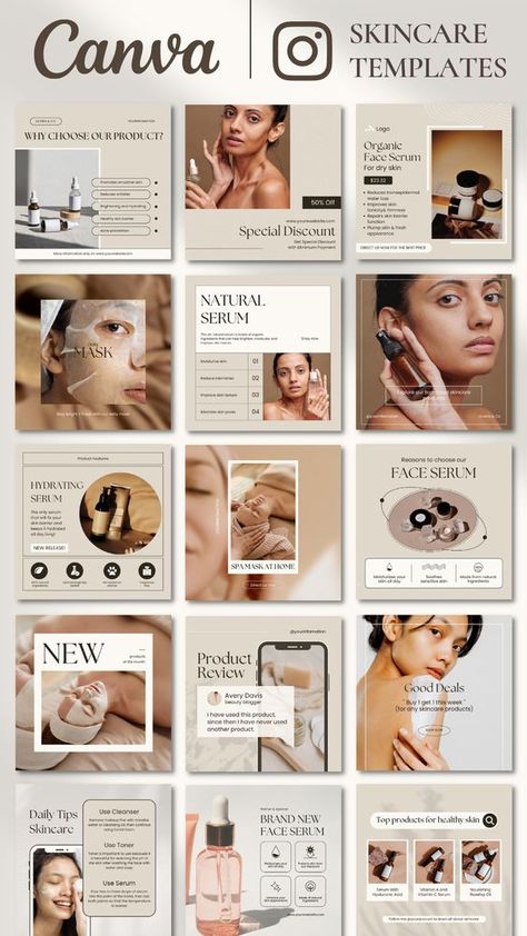 Instagram Feed Ideas For Beauty Salon, Beauty Business Instagram Feed, Beauty Business Post Ideas, Pure Color Palette, Beauty Canva Template, Beauty Feed Instagram Ideas, Instagram Template For Business, Beauty Template Design, Did You Know Instagram Post