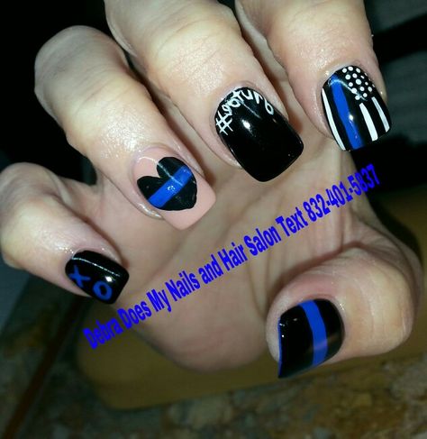 Cop Nails, Firefighter Nails, Blue Line Nails, Line Nails, Mom Nails, Line Nail Designs, Patriotic Nail, Camo Nails, Western Nails